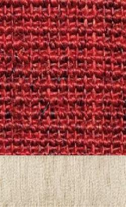 Sisal Salvador rød 010 tæppe med kantbånd i Hør creme